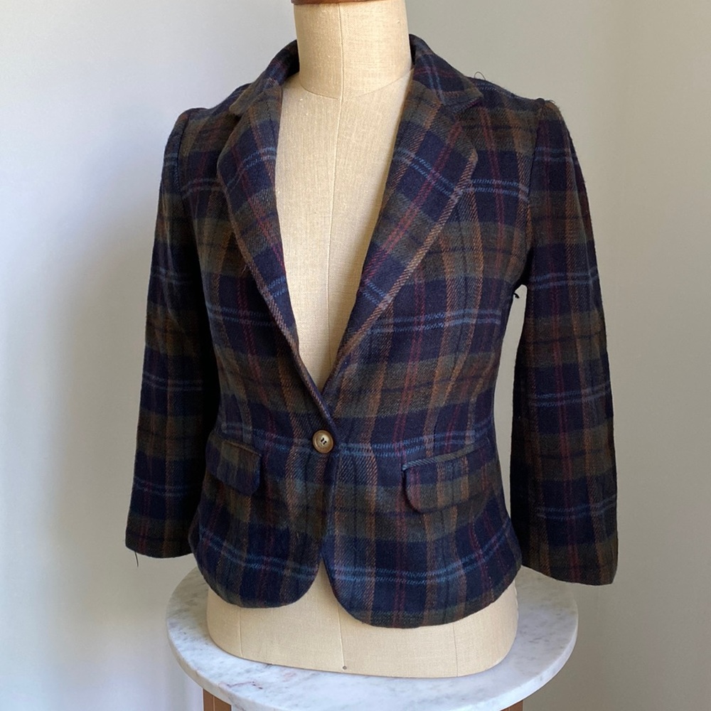 Vintage Urban Outfitters Character Hero Shrunken Plaid Blazer Jacket Size S